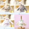 Plush Rabbit Keychain With Checkered Bowknots And Necklaces Decor For Girls Gift And Bag Decoration