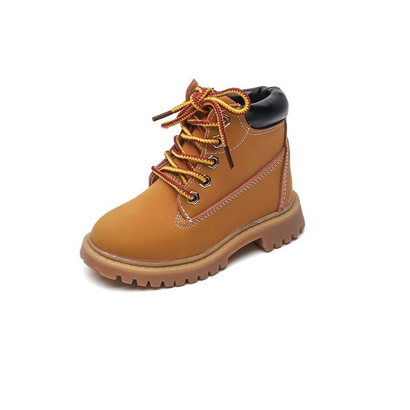 Stivali corti per bambini alla moda retrò autunno e inverno nuovi stivali singoli in pelle per ragazze stivali casual in pelle per ragazzi