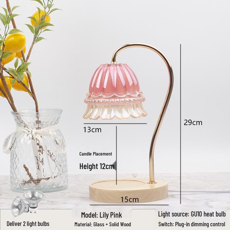 Luxury Glass Aroma Wax Melt Lamp - Fragrance Candle Light for Bedroom, Bedside Table, or Desk. Ideal Decorative Gift.