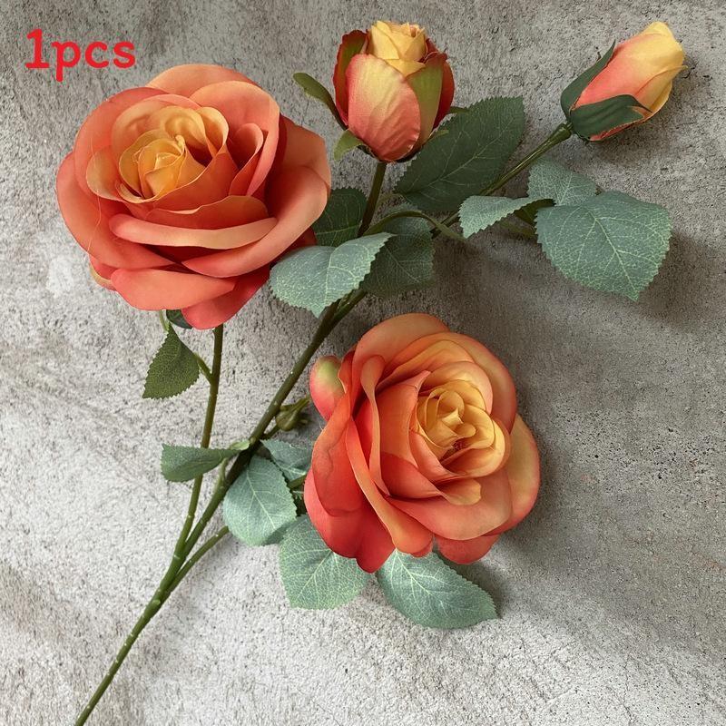 Rose Realistic Artificial Flowers Four Heads For Wedding Photo Props Home Decor