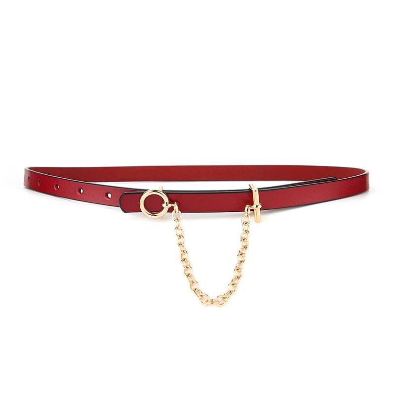 Cintura da Donna in Vera Pelle con Fibbia Quadrata per Abbigliamento Casual e Accessorio di Moda