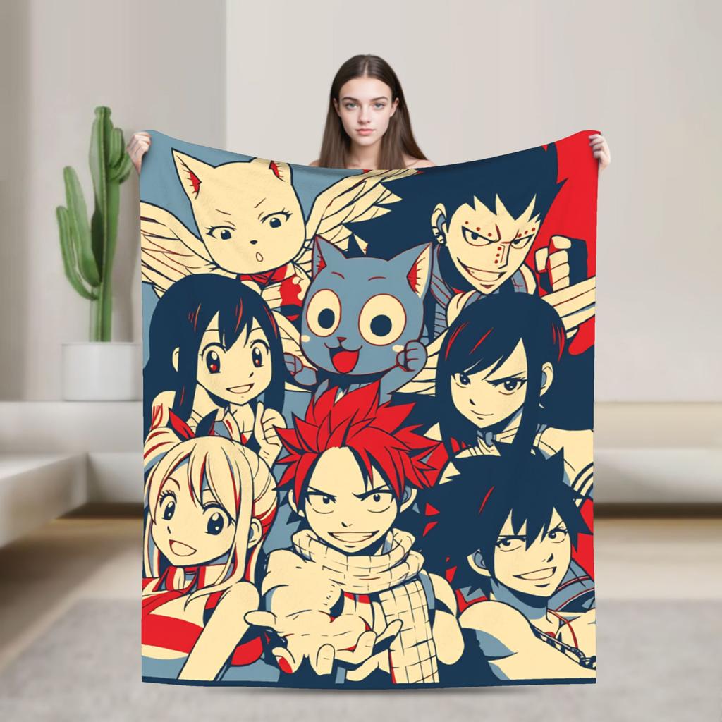 Fairy Tail Warm Soft Blanket Japanese Anime Travel Plush Throw Blanket Aesthetic Couch Chair Flannel Bedspread Sofa Bed Cover