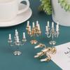 1Pair 1:12 Dollhouse Mini Table Candle Candlestick Christmas Scene Home Ornament Cake Candle Holder Decorating Doll House