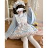 Toku and Yu Lolita Maid Japanese Kimono with Ribbon and Tassel Cute Checked Long Mori Girl Perfect for Tea School and Costumes Size Dress, Style,