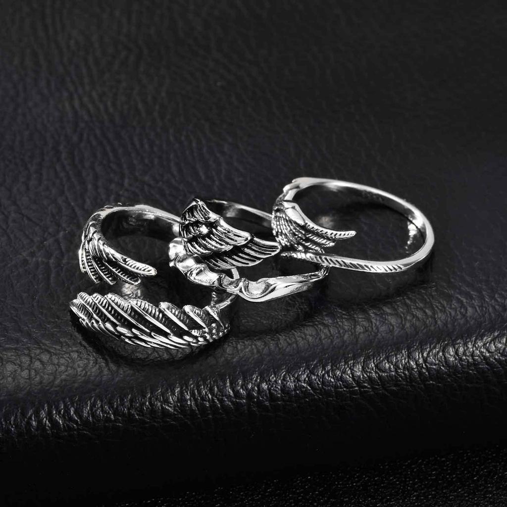 Retro Wings Ring for Men,Gothic Devil Wings Adjustable Metal Ring,Punk Hip Hop Jewelry Gift
