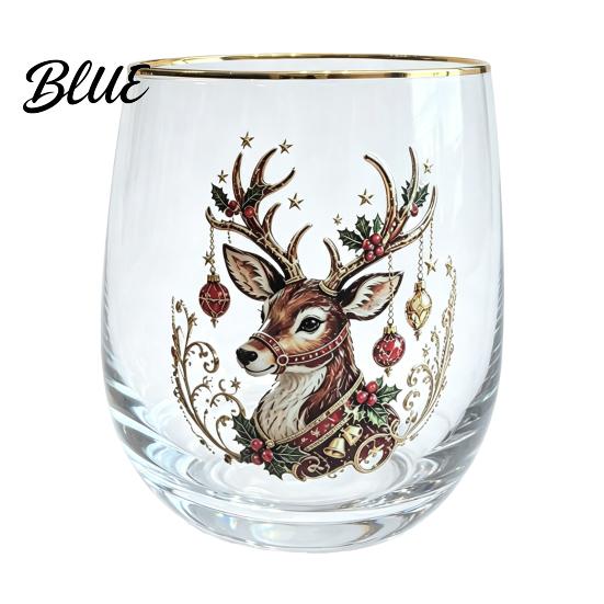 Christmas Wine Glasses Tumbler 300ml Santa Reindeer Snowman Cocktails Glass Tree Design Lead-free Kitchen Party Supplies Holiday Drinkware
