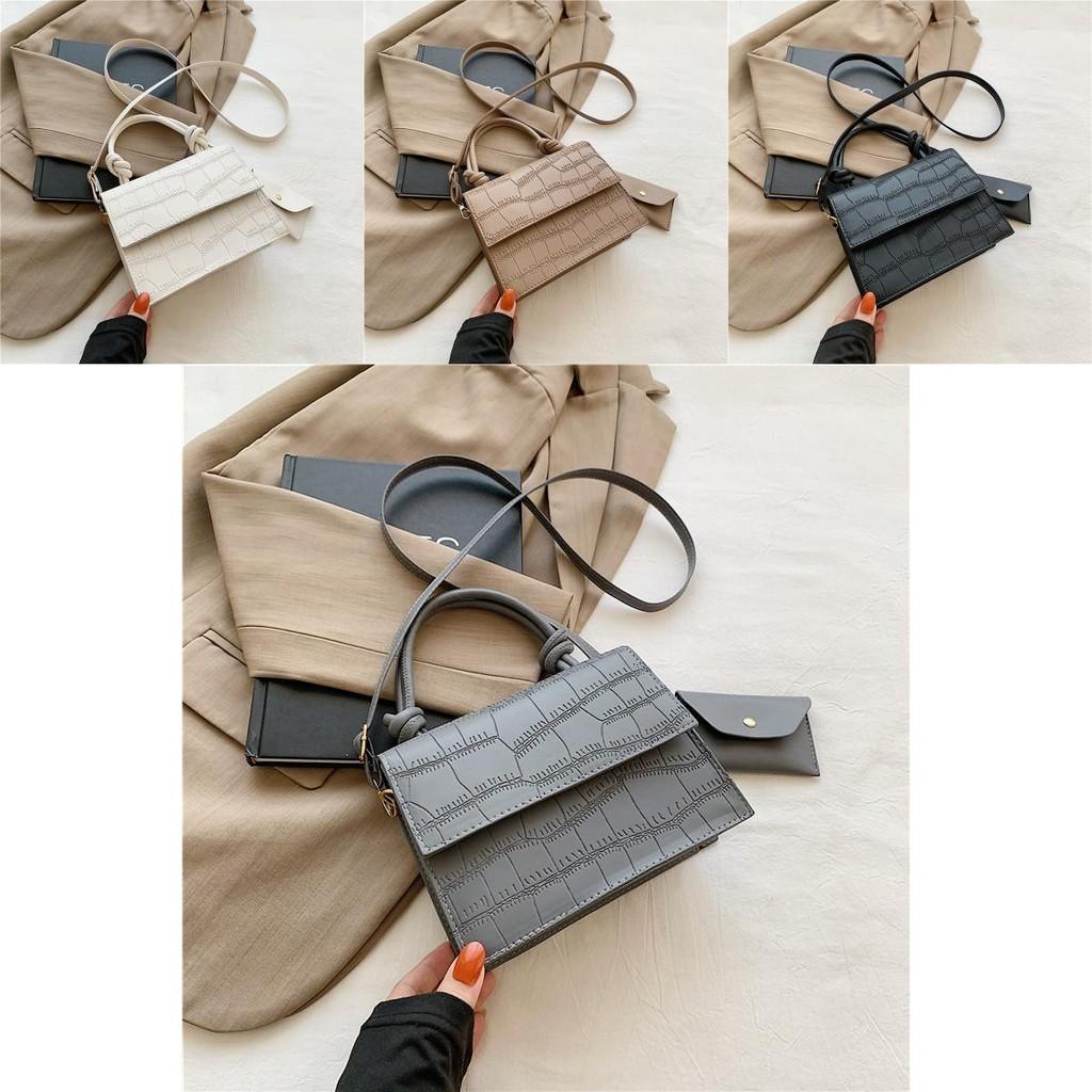 Trendy Small Square Bag Fashionable Korean Style Casual Crossbody Purse In Black And White