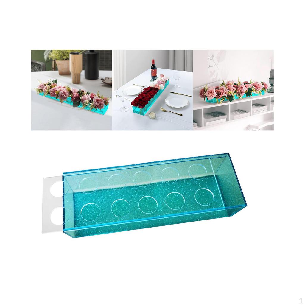 Acrylic Vase Rectangle Bud Flute Flower Pot Holder for Desktop Housewarming