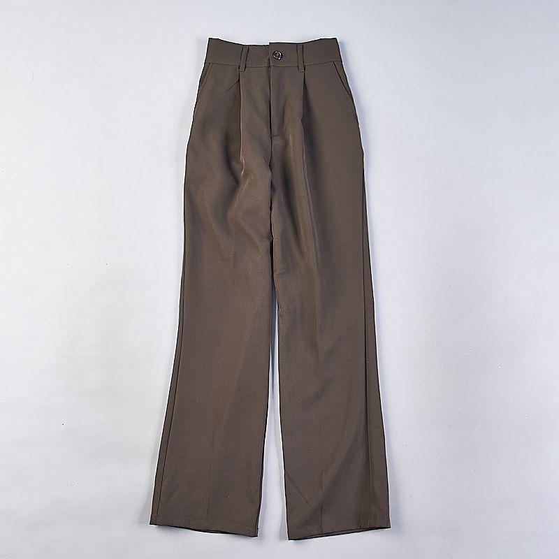 

Japanese Fashion Pure Color Straight-leg Casual Suit Pants Women 5.21h78814 Spring and Summer High Waist Slimming Commuting All-Matching Trousers 8 deep coffee M