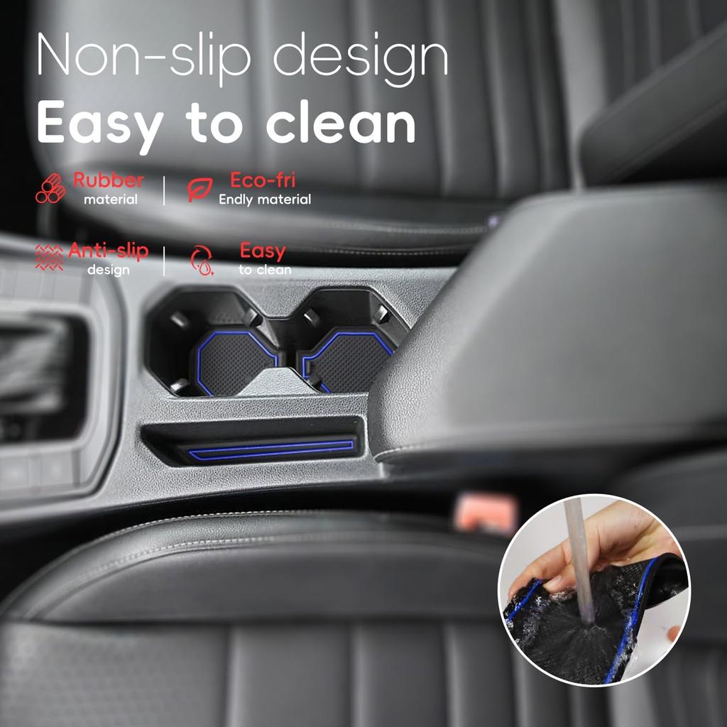 Auovo Protector Mats For Volkswagen Jetta Accessories 2025 -2024 Fit Cup Holder Erts Door Console Liners Dust Mat Car Interior Trim(10-Pc Set)(Dark