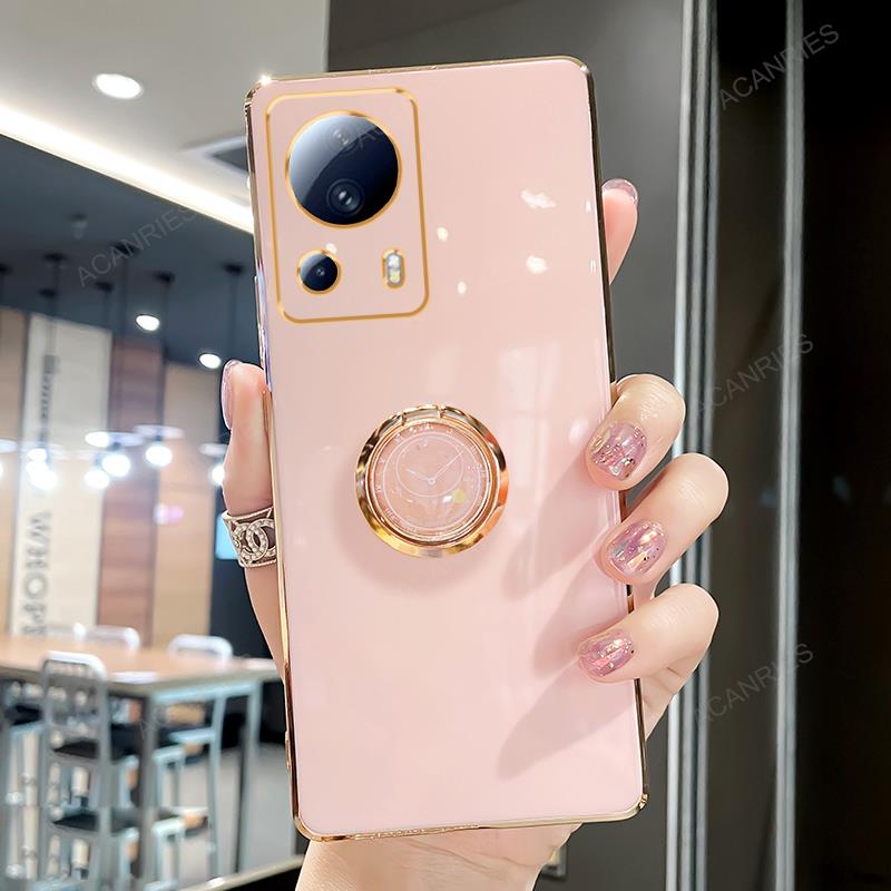Xiaomi13 13lite Luxury Plating Ring Holder Stand Case For Xiaomi Mi 13 Lite Pro Ultra 5g Soft Silicone Back Cover On Xiomi Mi13