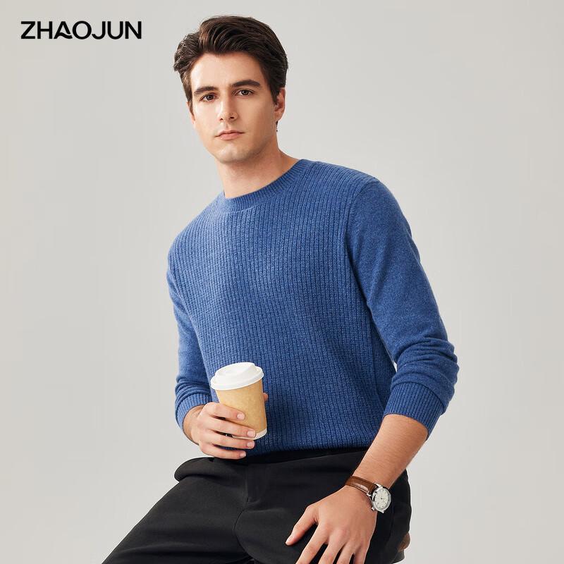 

Zhaojun Men s 100% Cashmere Vertical Stripe Crew Neck Sweater 3XL