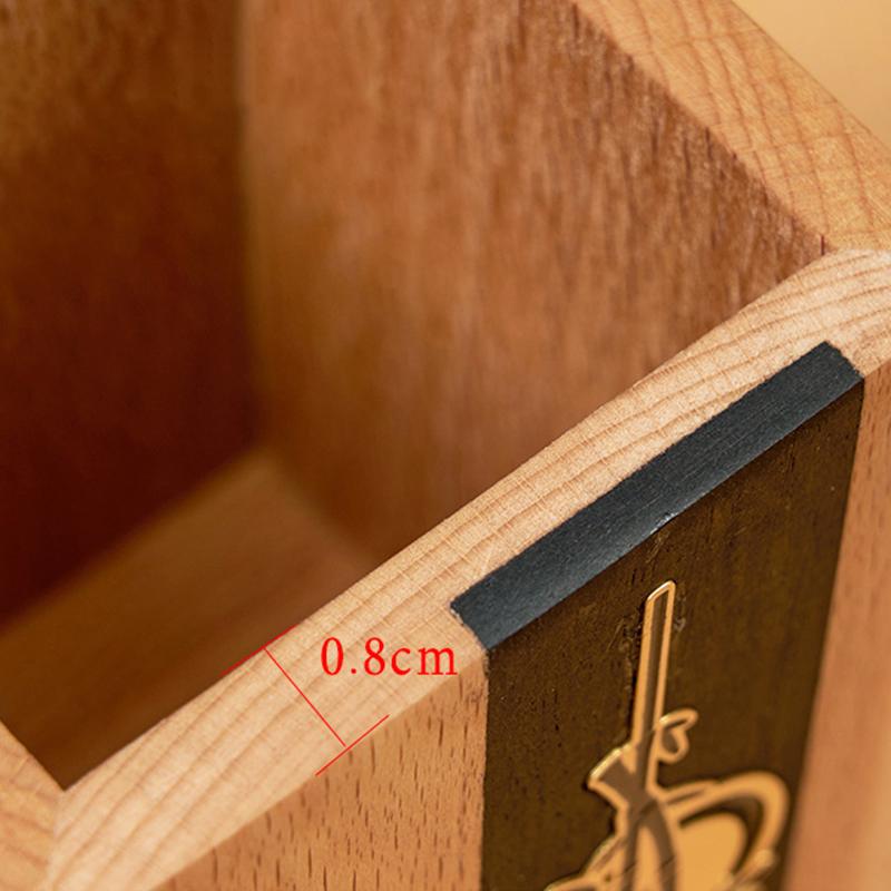 1pc Solid Wood Pen Holder Light Luxury Office Desk Storage Box Vintage National Style Home Office Ornaments Holiday Gifts