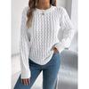Women's Sweatshirt Casual Top Solid Colour Cable-Knit Bell Sleeves Asymmetrical Pullover