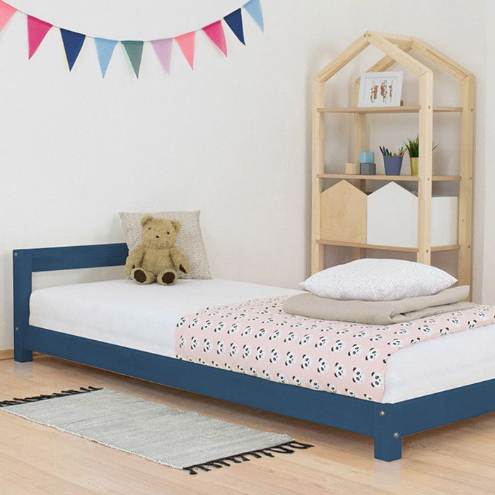 Lit enfant - BENLEMI - DREAMY - 120 x 180 cm - Bois massif - Bleu marine