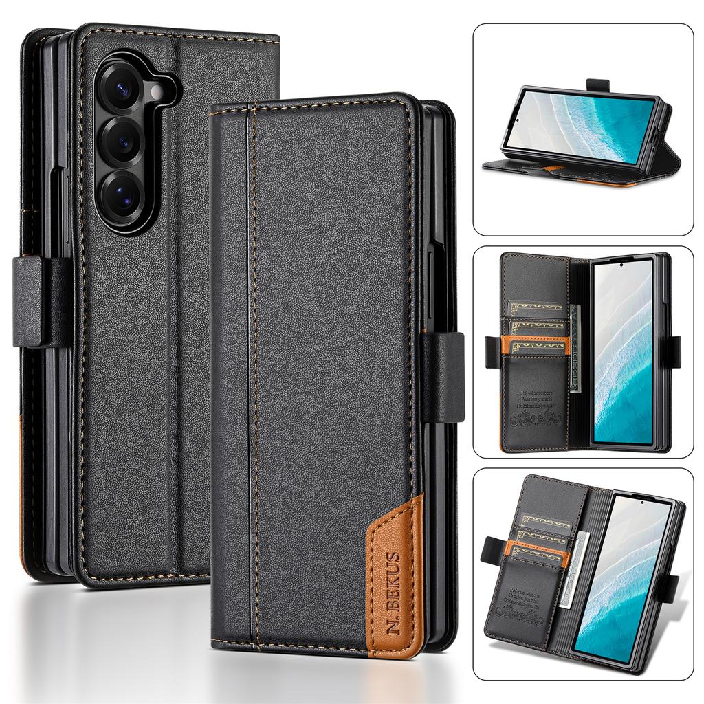 Luxury Leather Wallet Cover for Samsung Galaxy Z Fold 7 6 5 4 3 5G 2025 Flip Case Magnetic Book Business ZFold6 Fold7 RFID Case