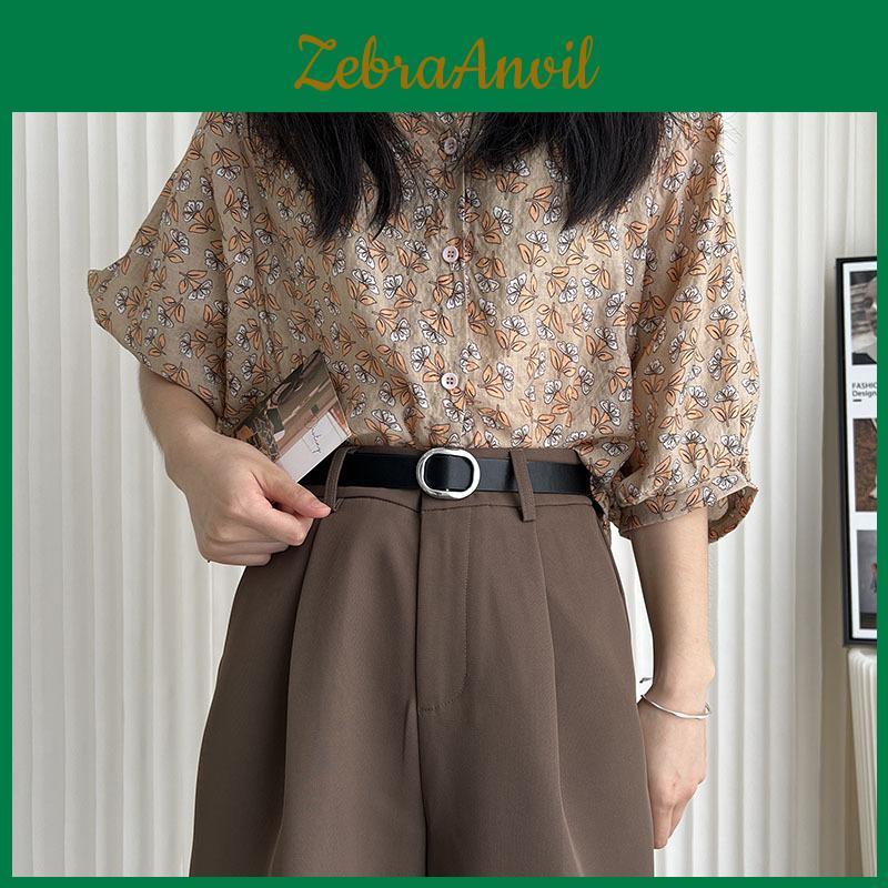 Elegant Black Lambskin Leather Women's Belt With Smooth Buckle For Chic Style And Versatile Fashion