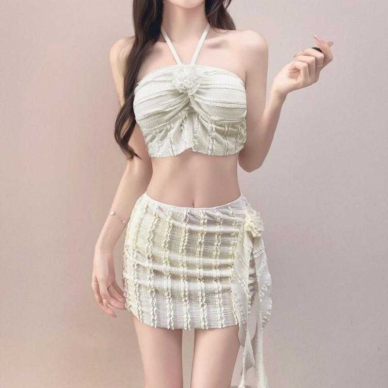 Thai Sexy White Bikini Two-piece Set Fairy Style Hot Girl Vacation Student Swimsuit