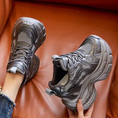 Inner Height Increase 12 New Breathable Dad Shoes Thick-soled Mesh Small Sports and Leisure Shoes A