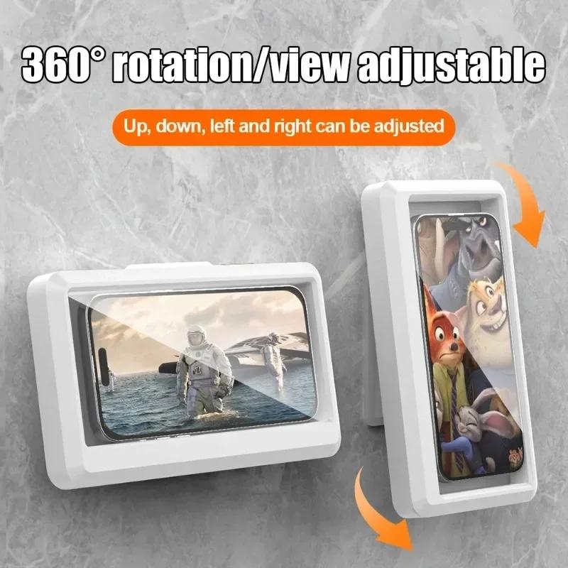 Bathroom Waterproof Phone Case Home Wall Holder Stand Box Self-adhesive Touch Screen Mobile Phone Cover Shower Sealing Storage