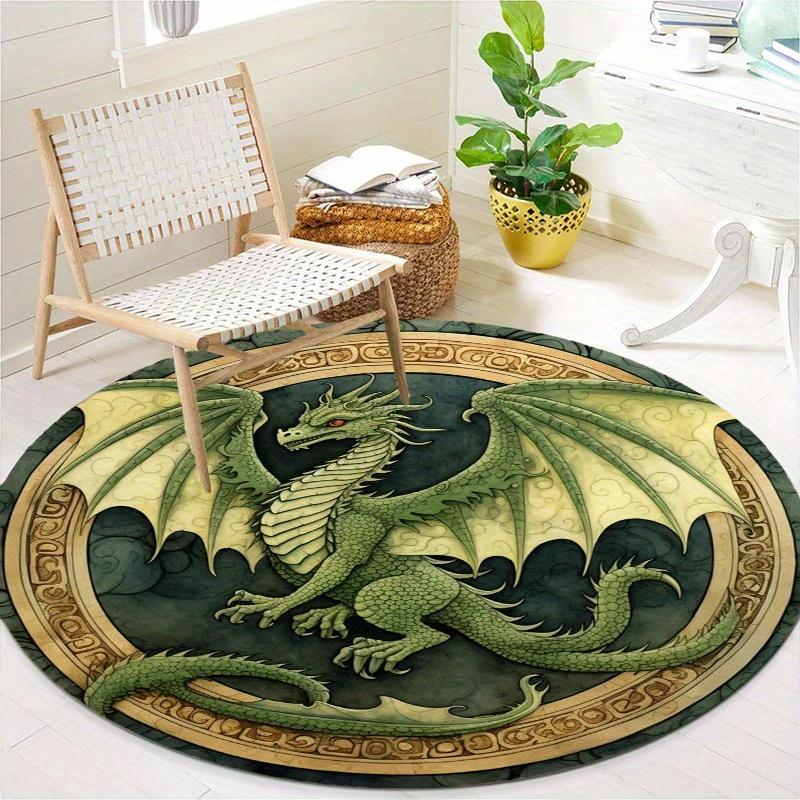 S Moon Dragon Round Rug Nonslip Area Rug Office Chair Mat Carpet For Living Room Bedroom Home Decor