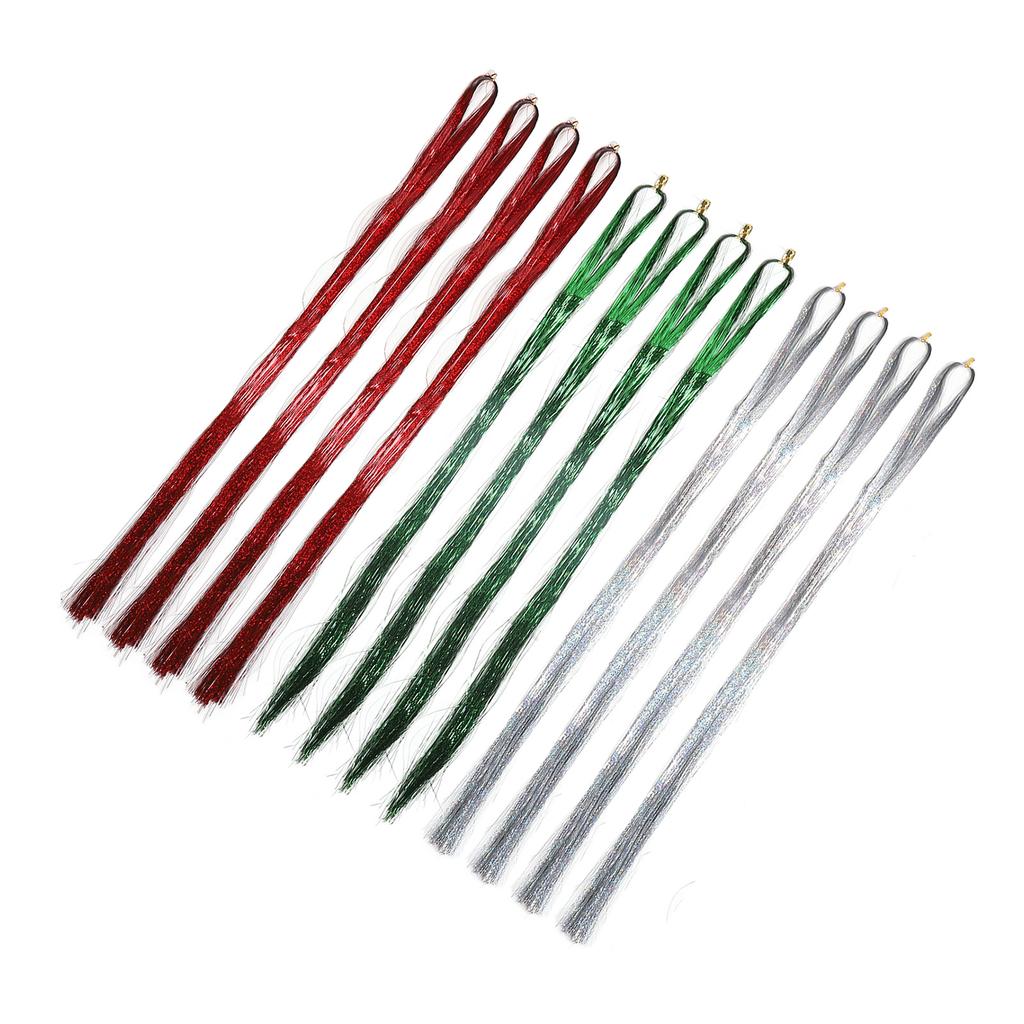 12 Bundles Glitter Sparkling Tinsel Hair Extensions with Tools Sparkle Hair Extension Kit 1.2m