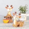 Natural Resin Sika Deer Ornaments Mini Cartoon Animal Crafts Cute Miniature Car Home Decorations