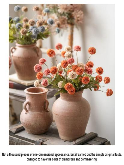 Handgefertigte rote Terrakotta-Vase im Wabi-Sabi-Stil mit doppelten Henkeln - Retro-Grobkeramik für Trockenblumen