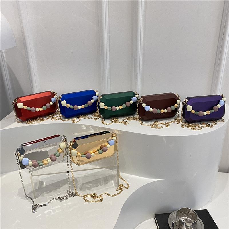 Bags Square Box Acrylic Bag for Women 2025 New Candy Color Single Shoulder Chain Crossbody Evening Bag