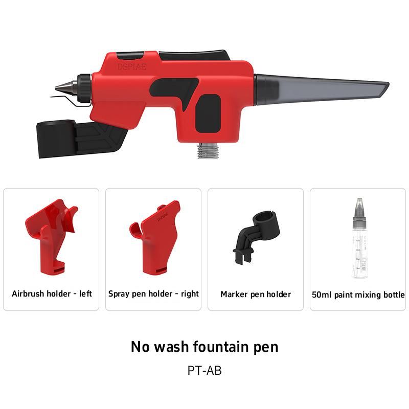 Dspiae PT-AB Wash-free Airbrush With Marker Rack For Gundam Scale Model Painting Tools Quick Paint Change Hobby DIY Craft Tools