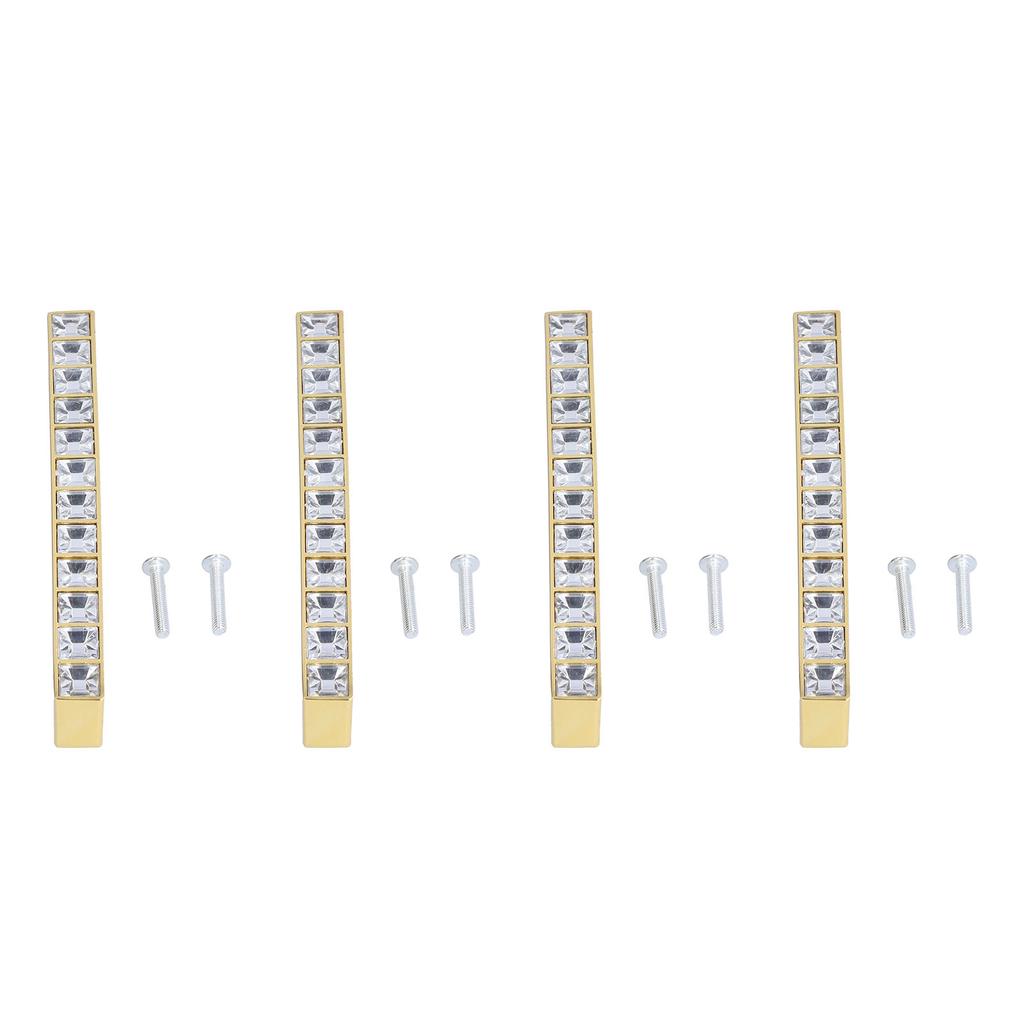 4 ks/sada Křišťálová rukojeť Moderní dvířka skříňky Diamanty Dvojitá rozteč děr 128 mm Knoflík zásuvky