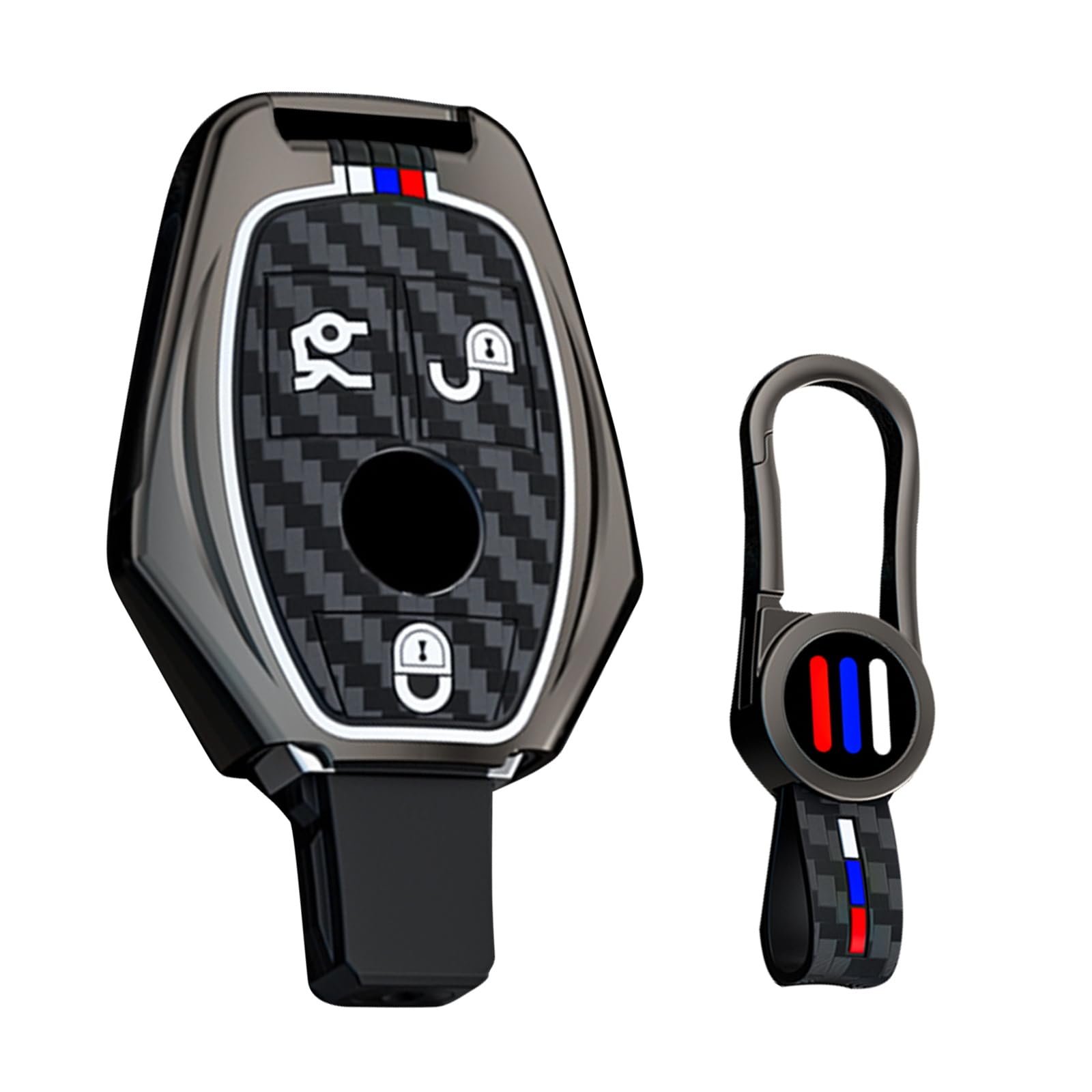 

ontto Чехол для смарт-ключа для Benz, Держатель для ключей, Сплав + Силикон, Крышка для ключа, Флуоресцентный M чёрный