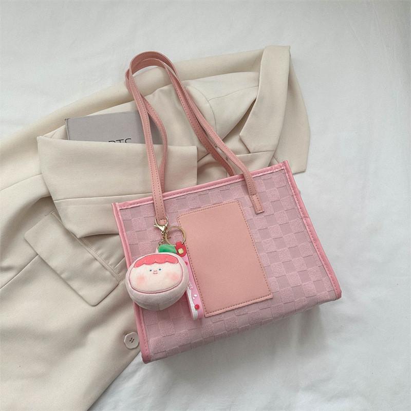 Vintage Student Tote Bag For Women Fashionable Casual Large Capacity Shoulder Bag