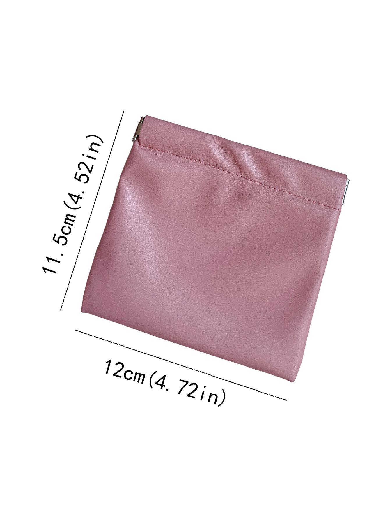 

Portable Solid Color PU Waterproof Makeup Bag 12*11.5CM (OPP Bag) розовый