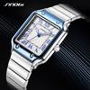 SINOBI Casual Design Men's Quartz Watches Fashion Stainless Steel Man's Wristwatches Business Square Clock