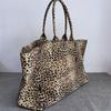 Lotte Exports Leopard Print Embroidered Canvas Bags for Men and Women, Casual Shopping Bags, and Tote Bags for Japan and South Korea