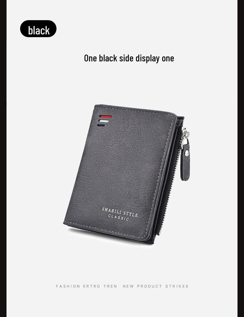 Men's High-End Casual Zipper Wallet - Short, Large Capacity, Multifunctional Billfold & Coin/Card Holder.