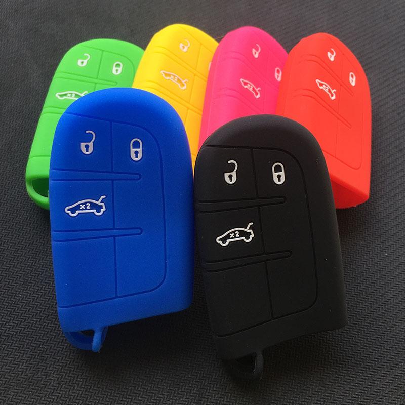 Slicone Car Key Cover Case Key Chain Protector For Jeep Grand Cherokee for Chrysler 300C Renegade for Fiat Freemont 2018