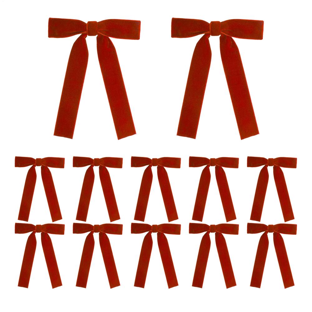 Red Christmas Bows 12 Pieces Christmas Garland Ribbon Bows Pendants Home Decor For Holiday Garland Outdoor Indoor Wreath Table 12pcs