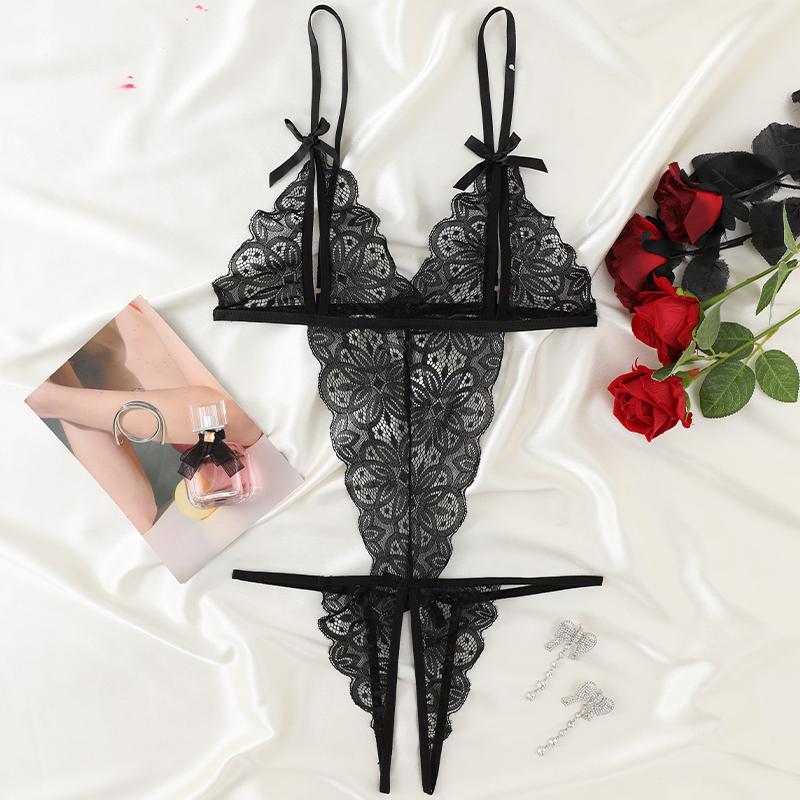 Lingerie Sexy Donna Pizzo Trasparente Intimo Set di Slip Delicato Kit Reggiseno Push Up Set di Slip Reggiseni Erotici Sottili Sexy Body