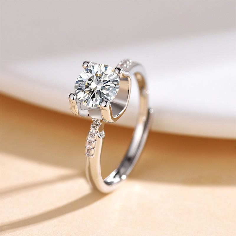TikTok Influencer Inspired Moissanite Six-Prong Wedding Ring for Women - One Carat Jewelry