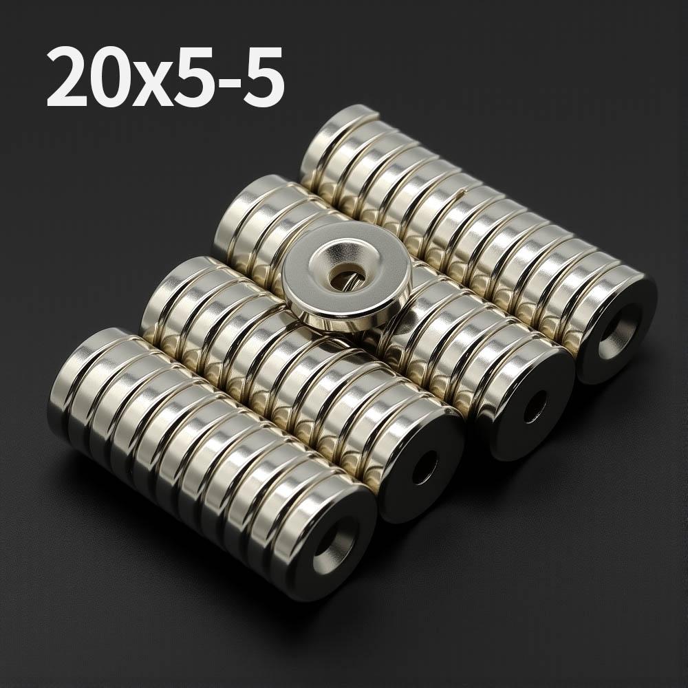20x5-5mm Potente con fori Magnete al Neodimio N35 NdfeB Magneti Permanenti Rotondi Super Forti Magneti per Frigorifero Fai da te