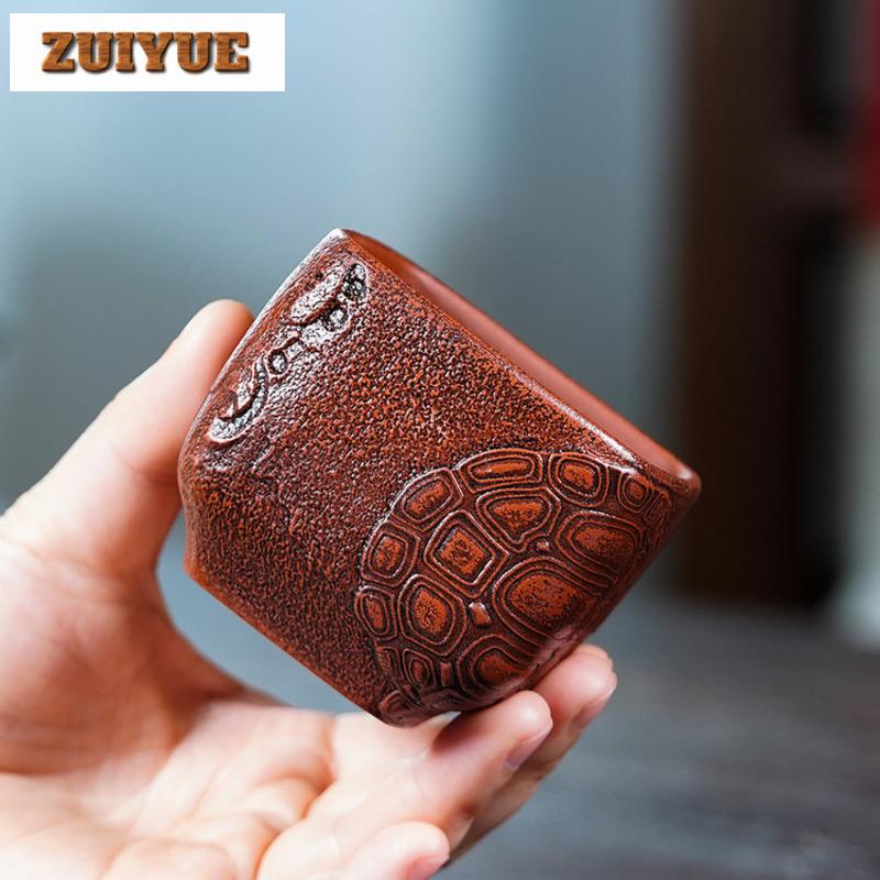 170ml Yixing Zisha Turtle Shell Teacup Elegant Tea Bowl Single Cups Tea-tasting Meditation Cup Chazhan Master Cups Tea Services