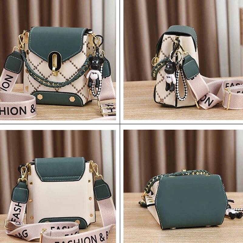 Women Chain Leather Lattice Daily Commuter Crossbody Bag Shoulder Shopping Purse