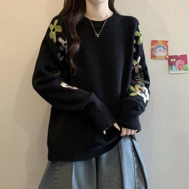 Pullover für Damen Herbst Winter Verdickter Pullover Warm Gestrickt Gestreift Rundhals Basisschicht Dehnbar Langarm Oversize Jumper Oberteile