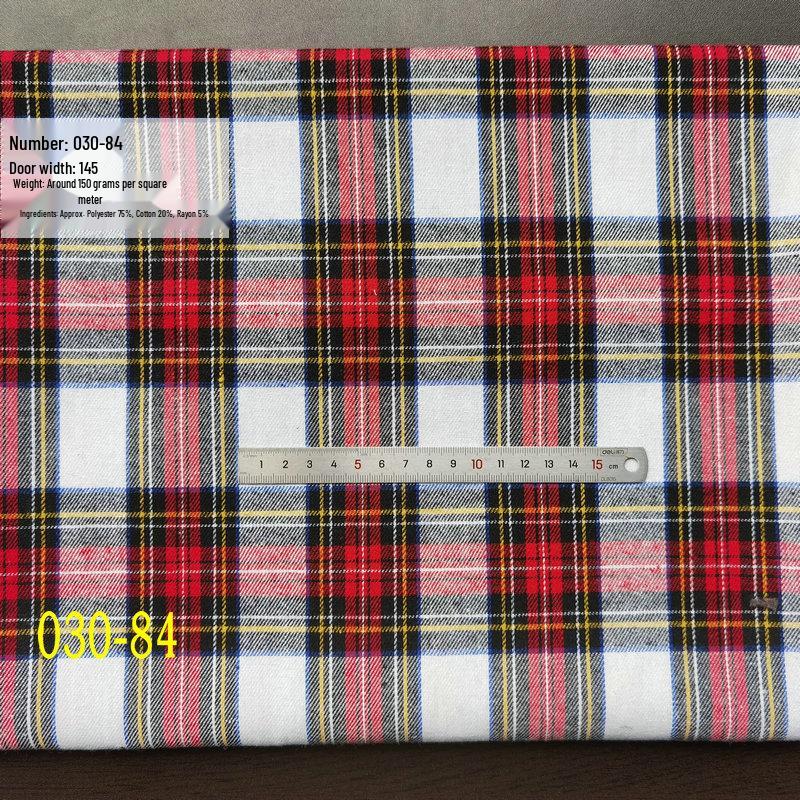 Spot Color-Woven Plaid Jacquard Fabric for Children's Autumn/Winter Brushed Polyester-Cotton Shirts