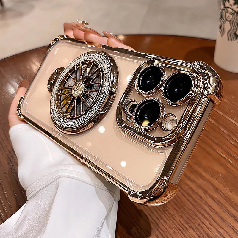 

Apple 17 Gyro Rotating Stand Case: Electroplated, Drop-Proof Cover for iPhone 16, iPhone 15 Pro. iPhone 13 Pro Max