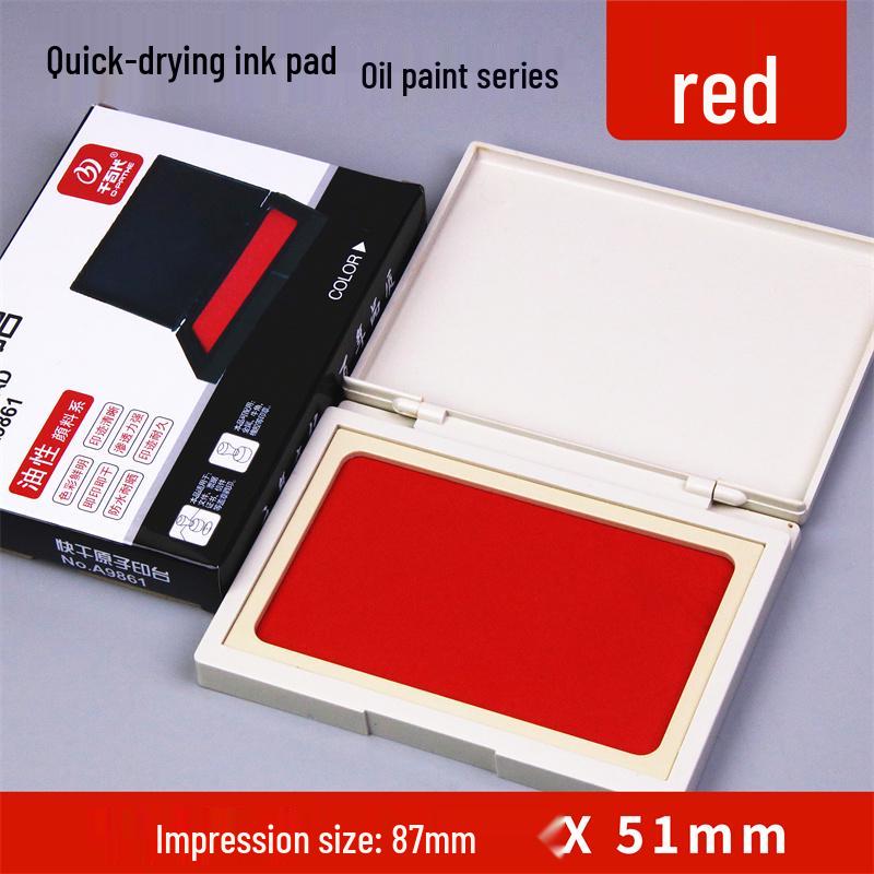 Quick-Dry Dual Ink Pad: Red, Blue & Black - Square & Round Options for Office, Oil & Water-Based Stamping