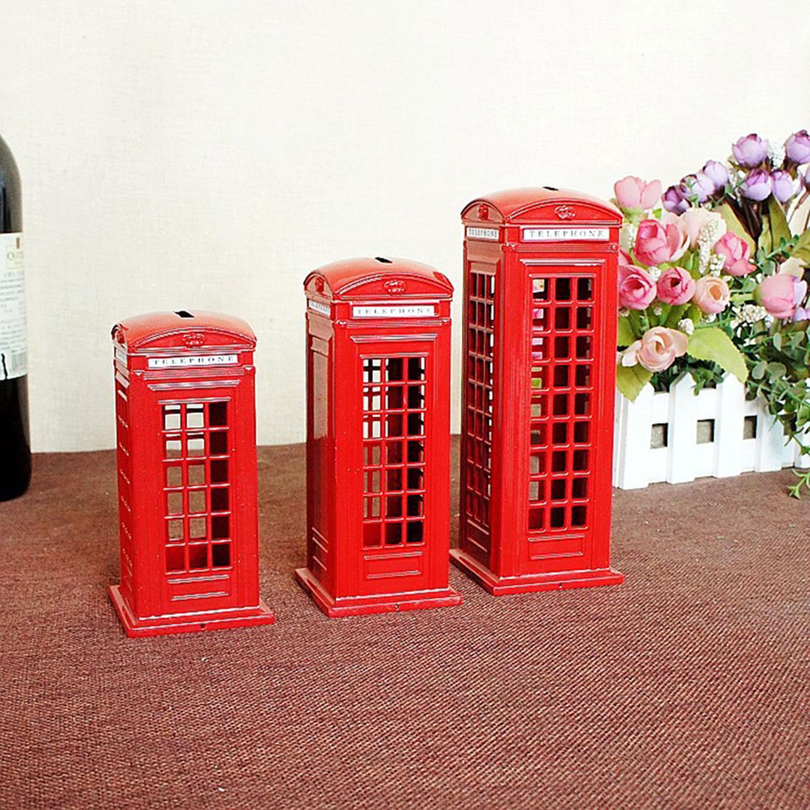 

Red Vintage London Telephone-Booth Money Saving Box Multifunctional Money Bank For Storage Coin Money 13cm