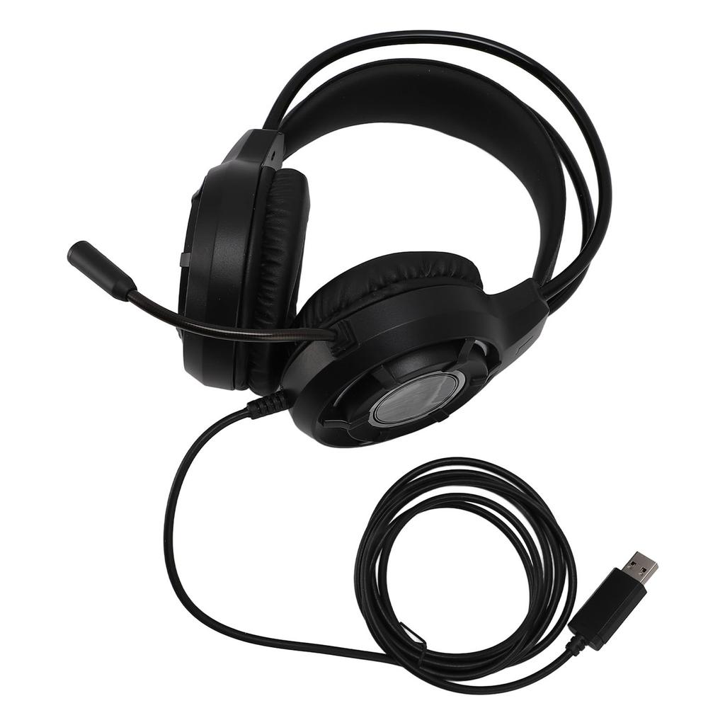 USB Gaming Headset Computer Headphones with Microphone RGB Light Wired Headphones for Laptop